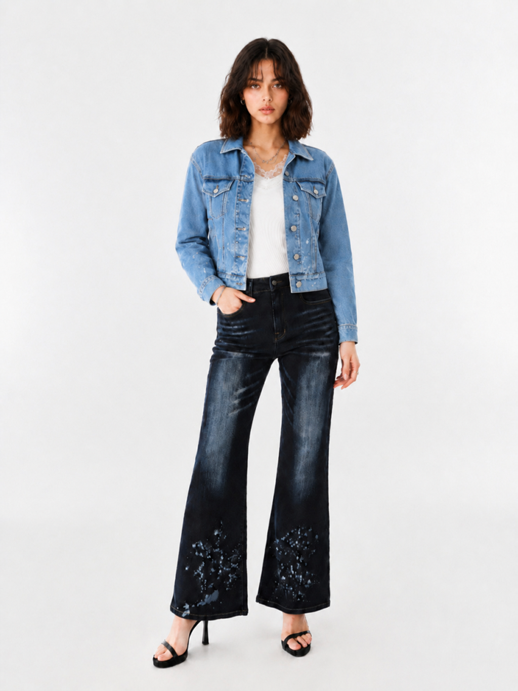 Paint-Splatter Denim Jacket