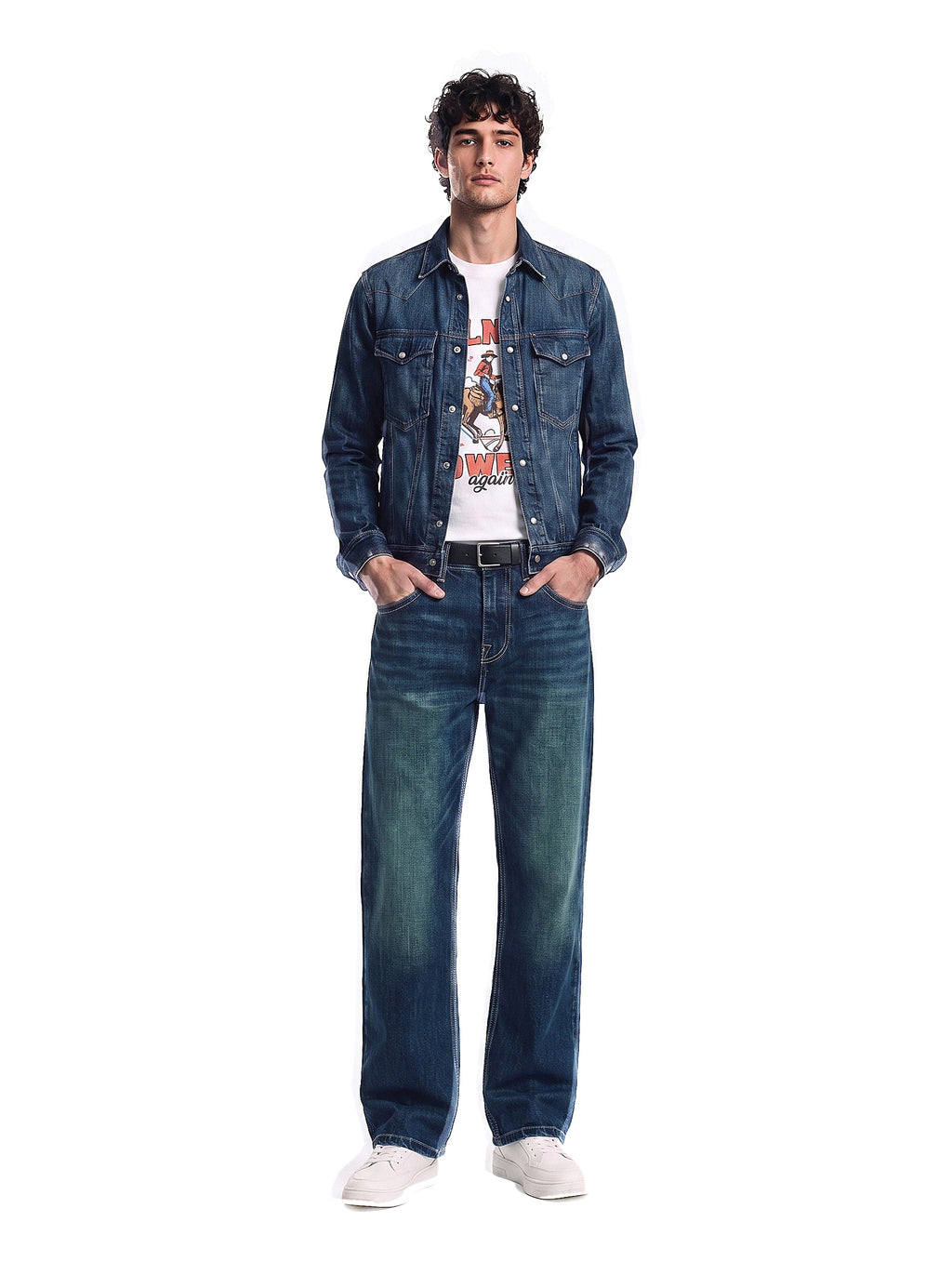 Neil Mid Rise Embroidered Straight Jean