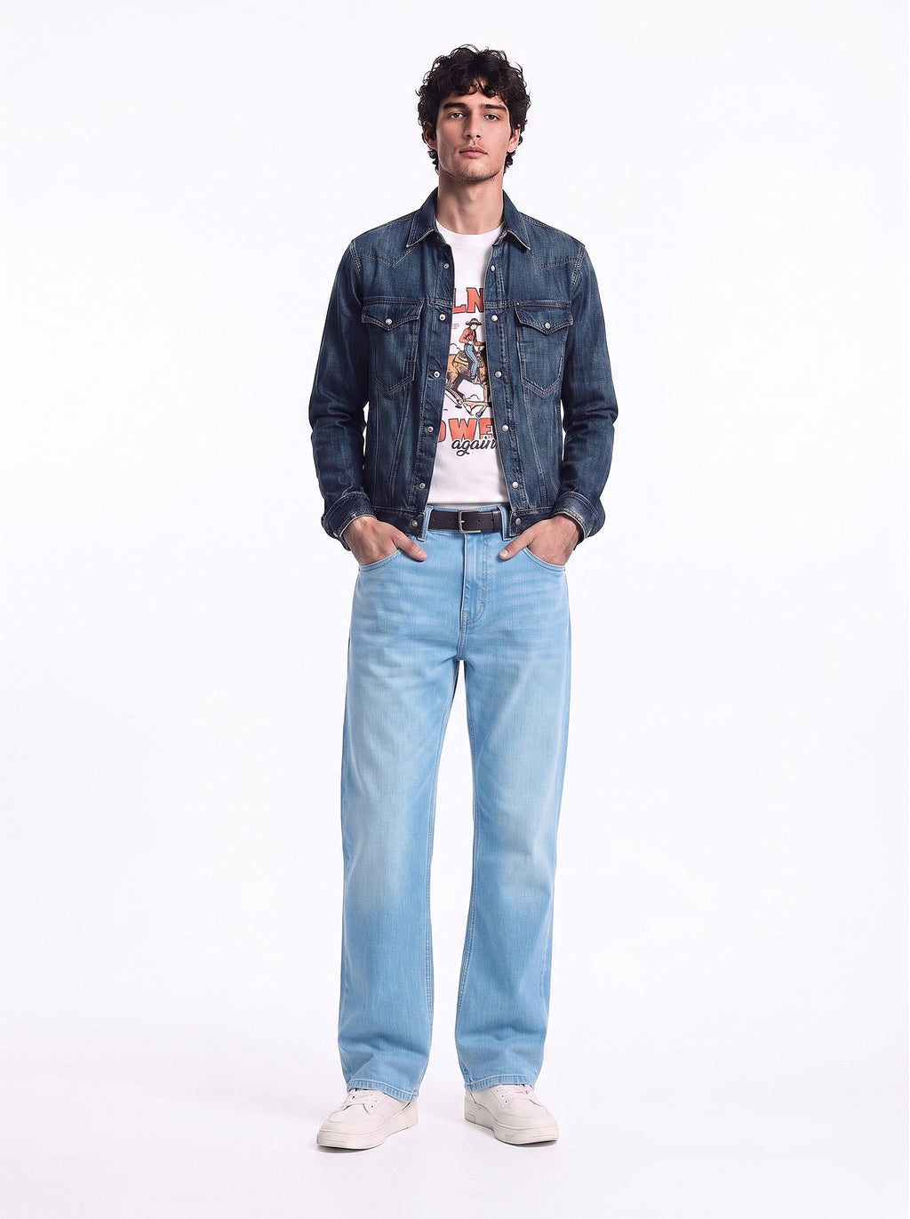 Neil Mid Rise Embroidered Straight Jean