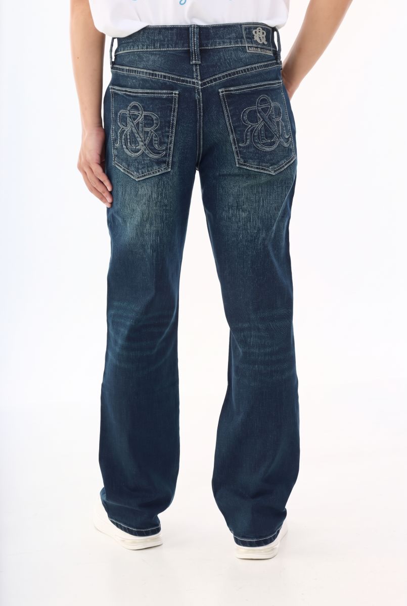 Neil Mid Rise Embroidered Straight Jean