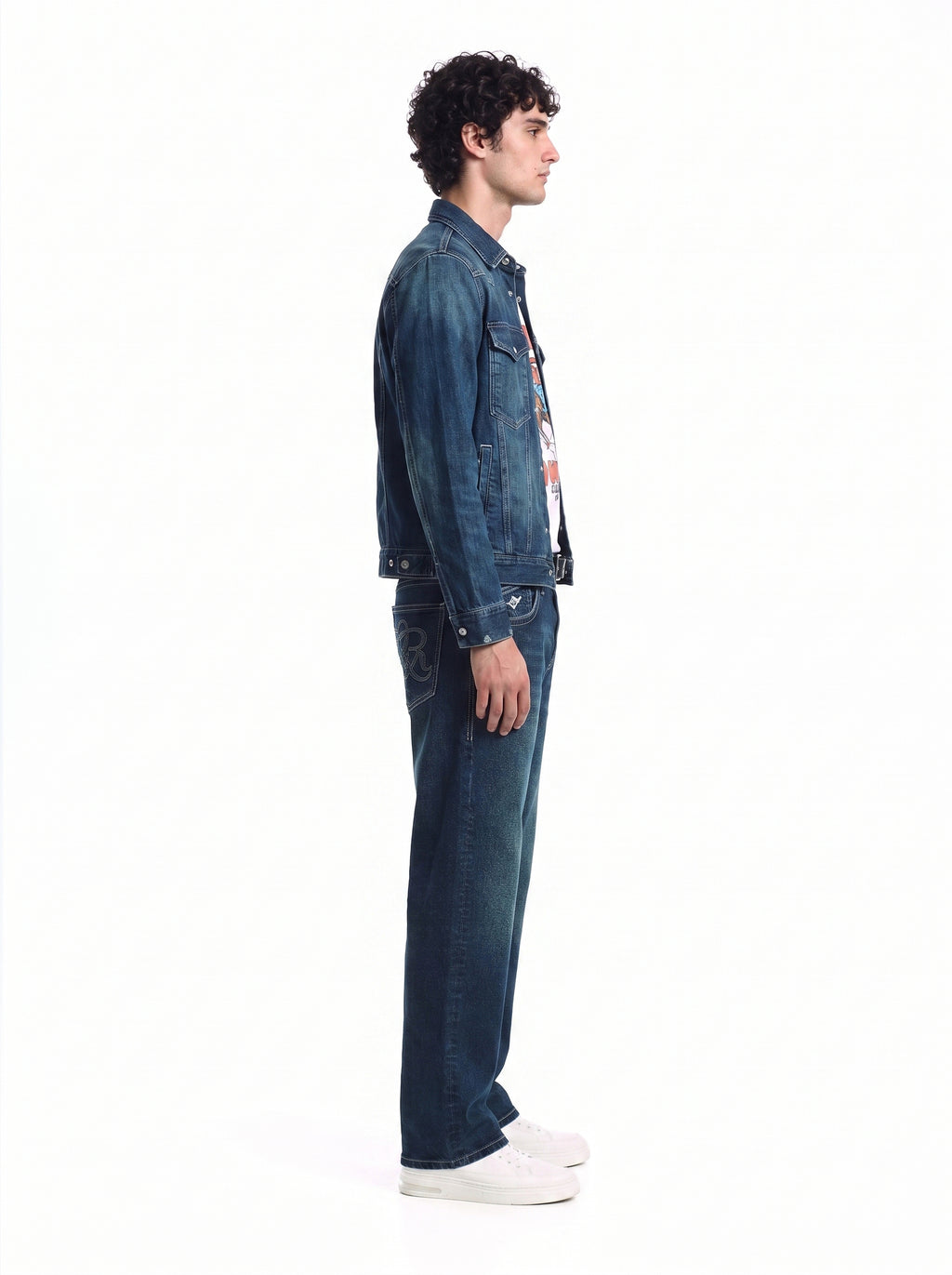 Neil Mid Rise Embroidered Straight Jean