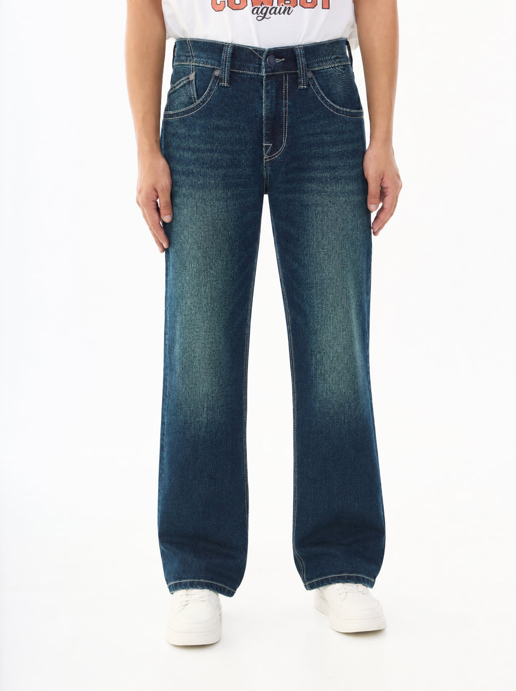 Neil Mid Rise Embroidered Straight Jean