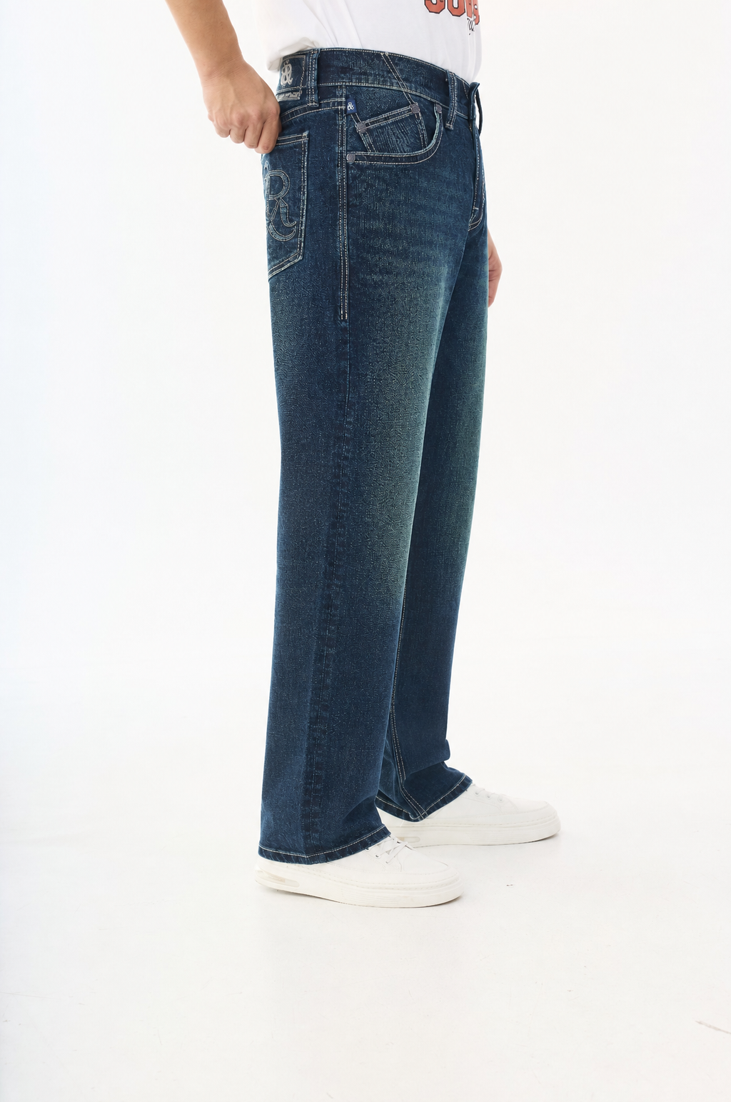 Neil Mid Rise Embroidered Straight Jean