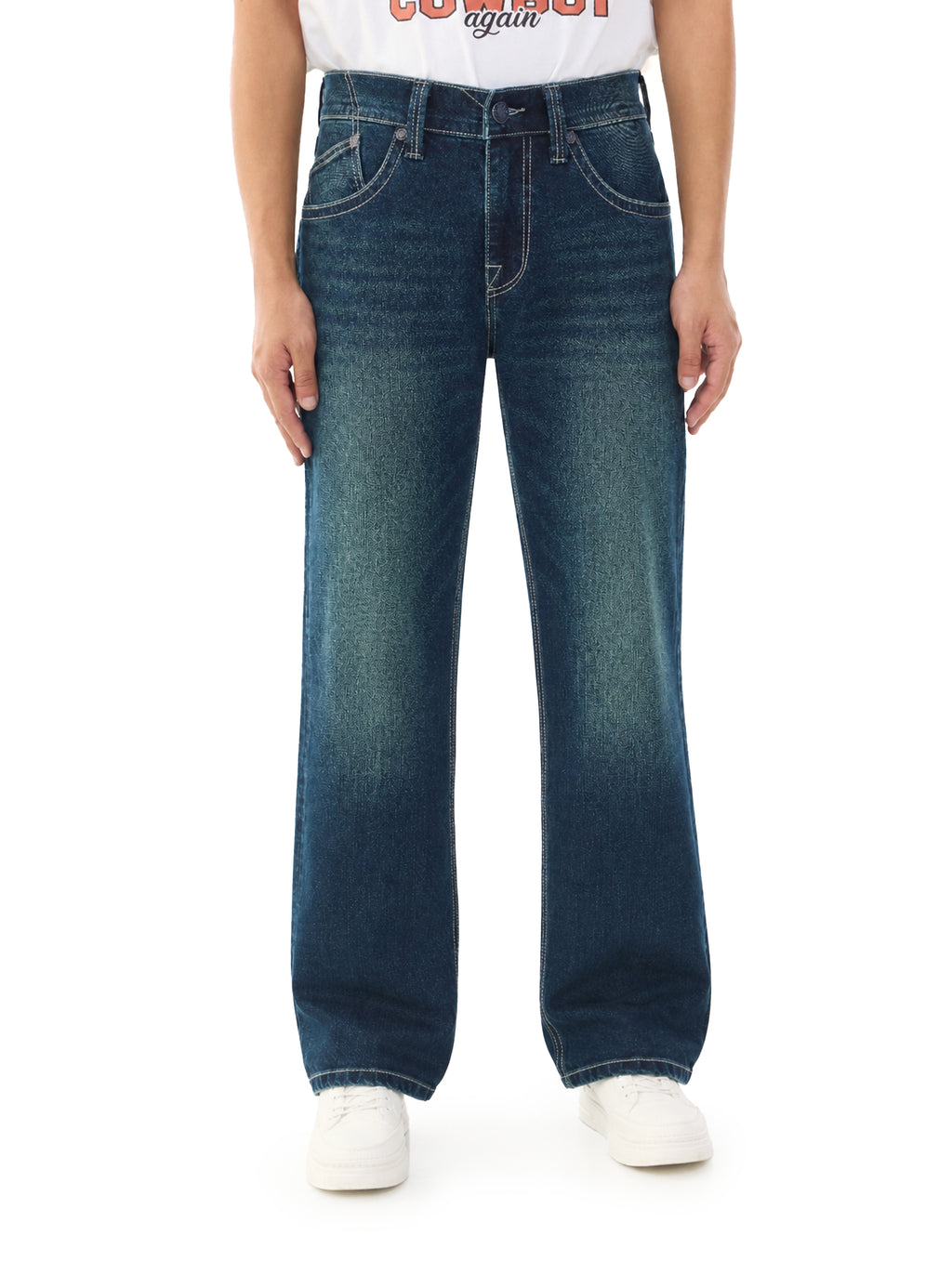 Neil Mid Rise Embroidered Straight Jean