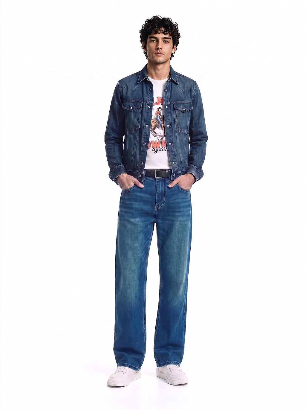 Neil Mid Rise Embroidered Straight Jean