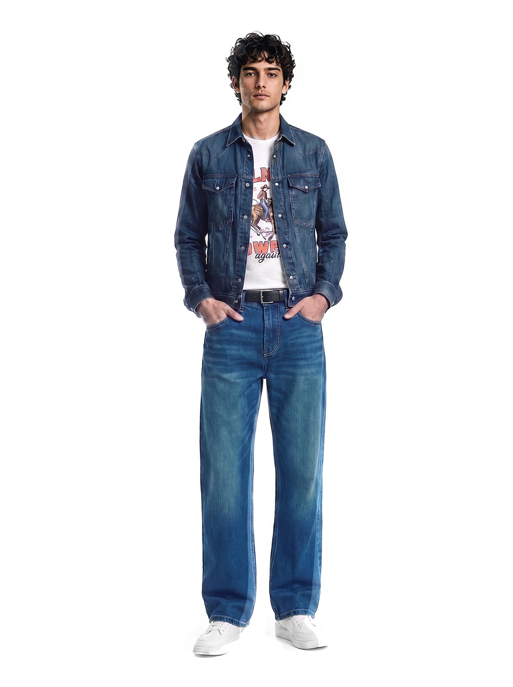 Neil Mid Rise Embroidered Straight Jean