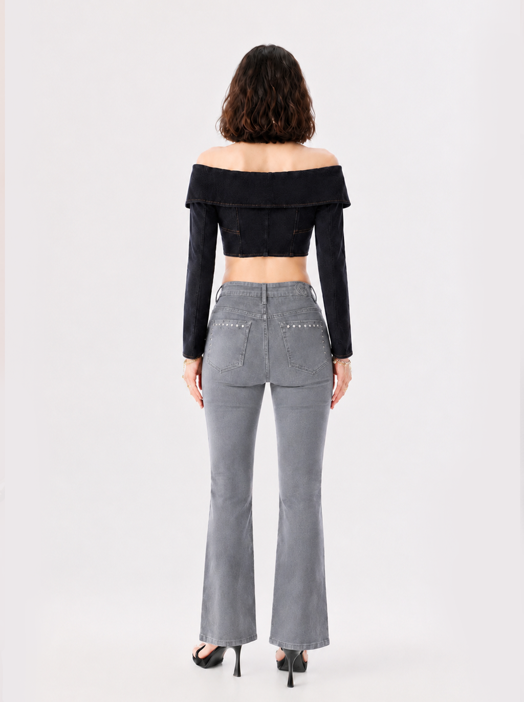 Kasandra Mid Rise Studded Bootcut Jean