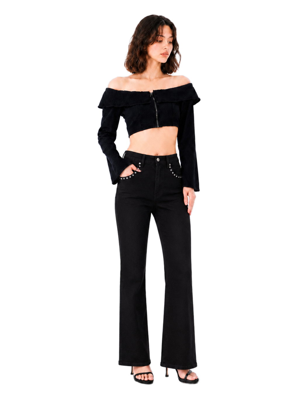 Kasandra Mid Rise Studded Bootcut Jean