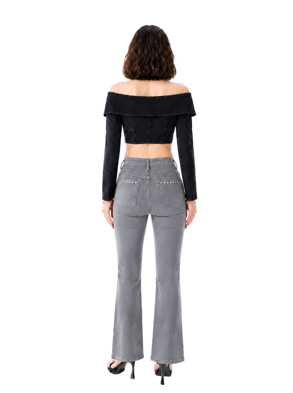 Kasandra Mid Rise Studded Bootcut Jean