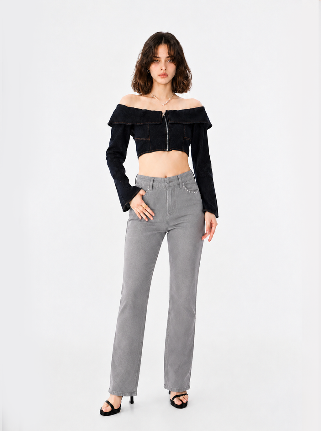 Kasandra Mid Rise Studded Bootcut Jean