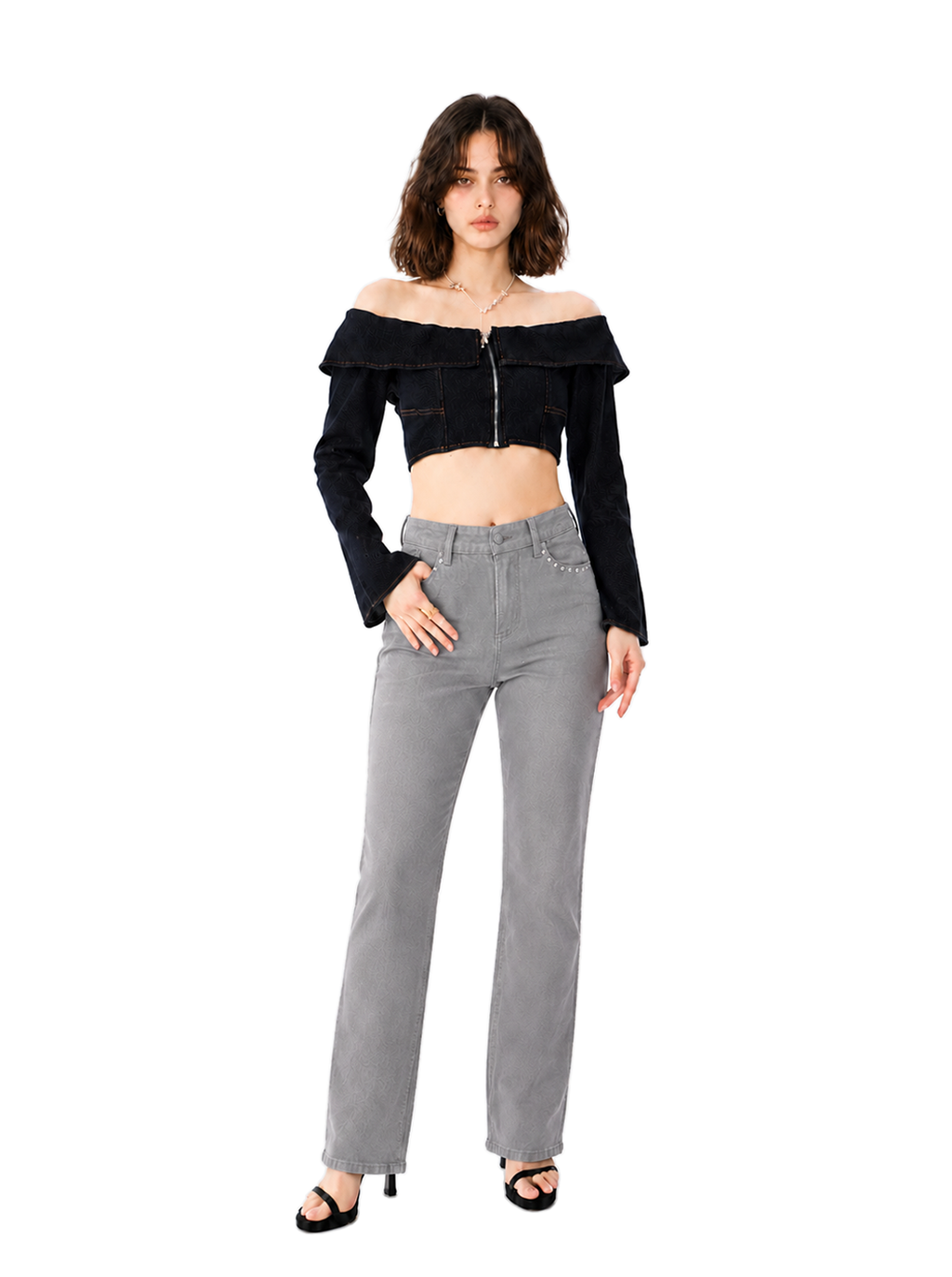 Kasandra Mid Rise Studded Bootcut Jean