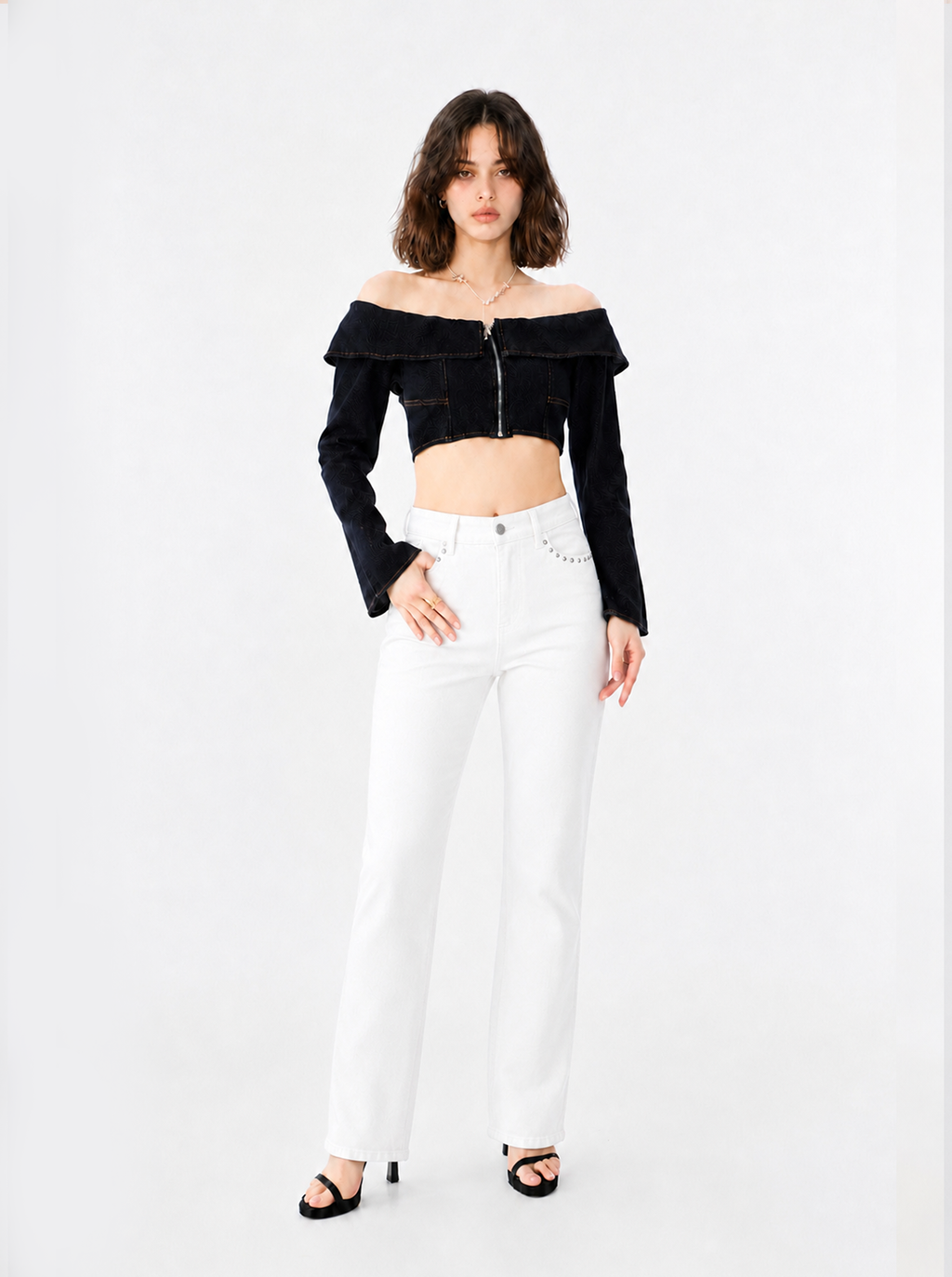Kasandra Mid Rise Studded Bootcut Jean