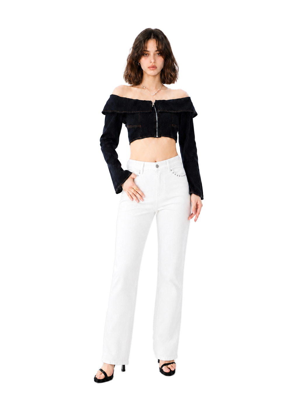 Kasandra Mid Rise Studded Bootcut Jean