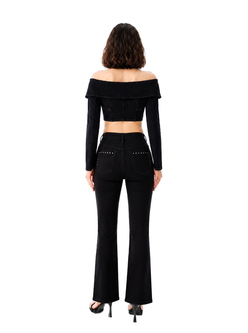 Kasandra Mid Rise Studded Bootcut Jean
