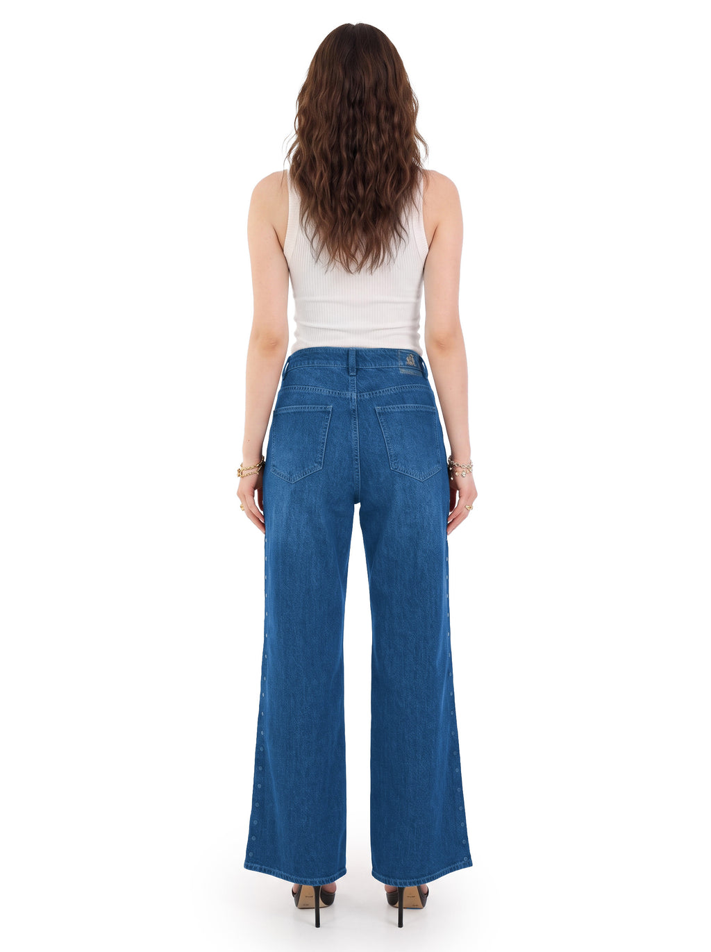 Kendall High Rise Side Studded Wide Leg Jean
