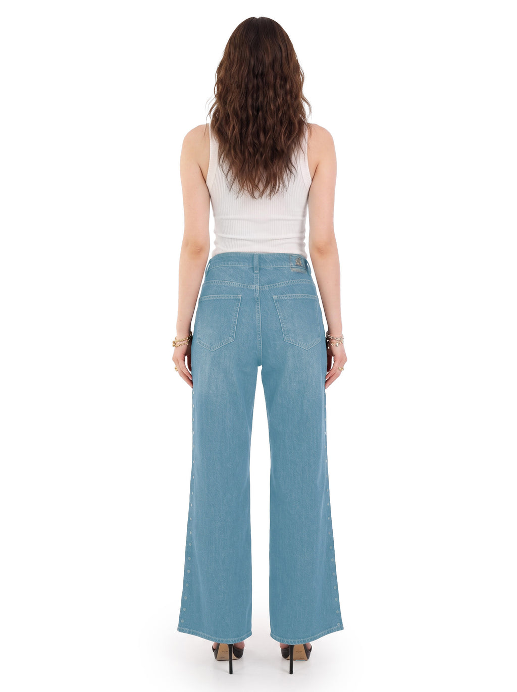 Kendall High Rise Side Studded Wide Leg Jean