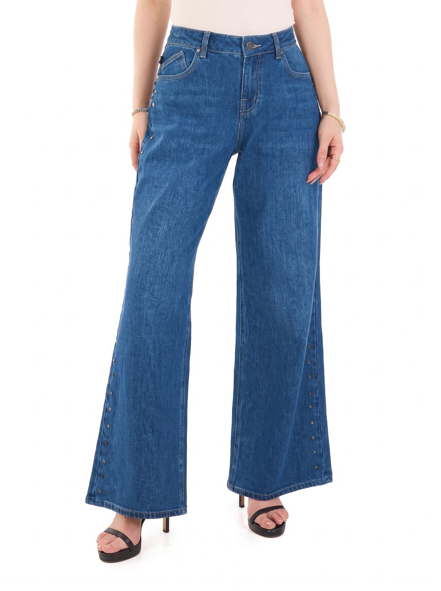 Kendall High Rise Side Studded Wide Leg Jean