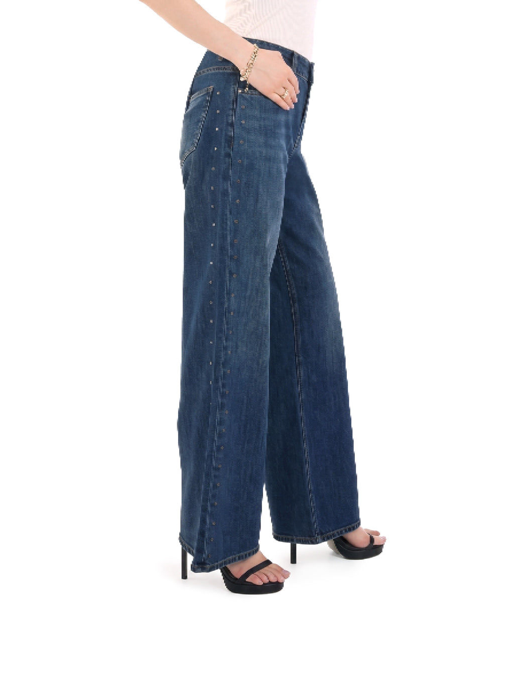 Kendall High Rise Side Studded Wide Leg Jean