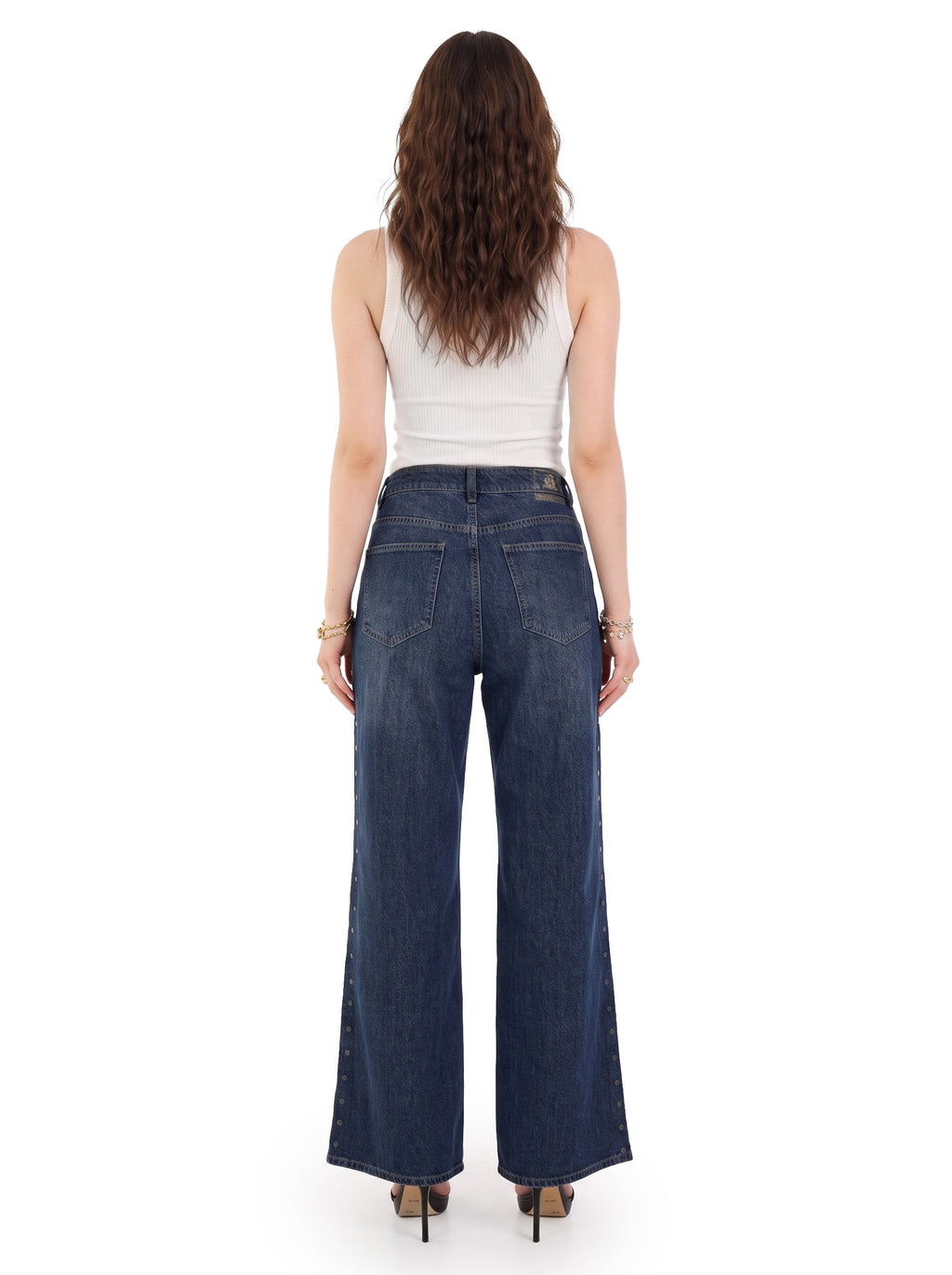 Kendall High Rise Side Studded Wide Leg Jean