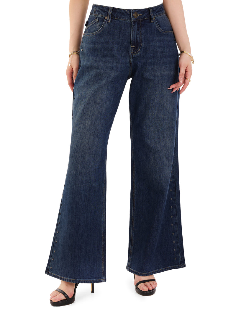 Kendall High Rise Side Studded Wide Leg Jean