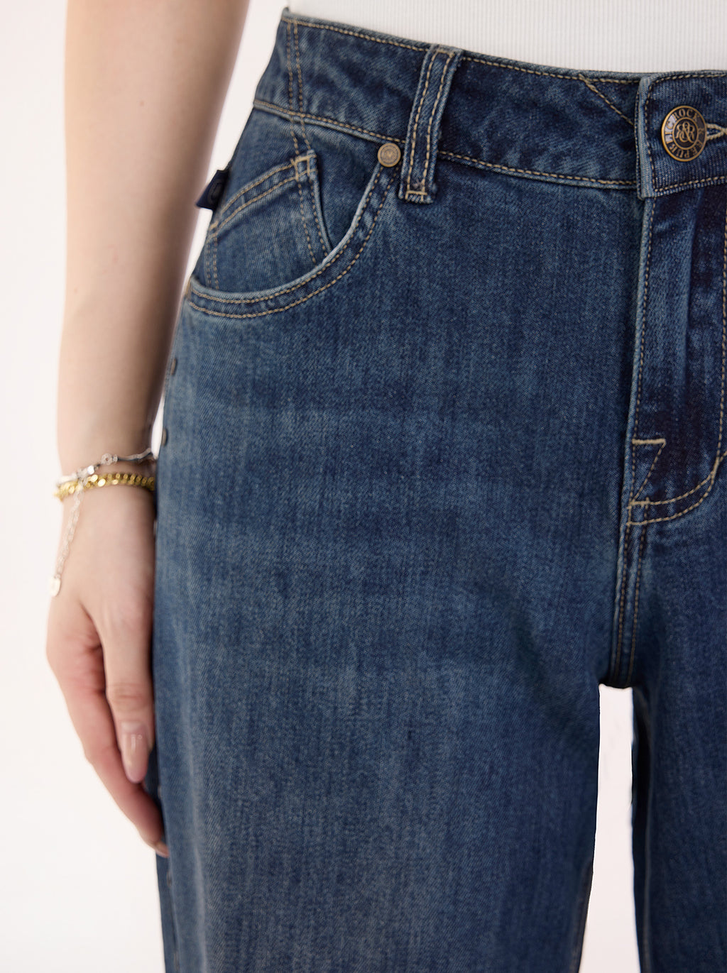 Kendall High Rise Side Studded Wide Leg Jean