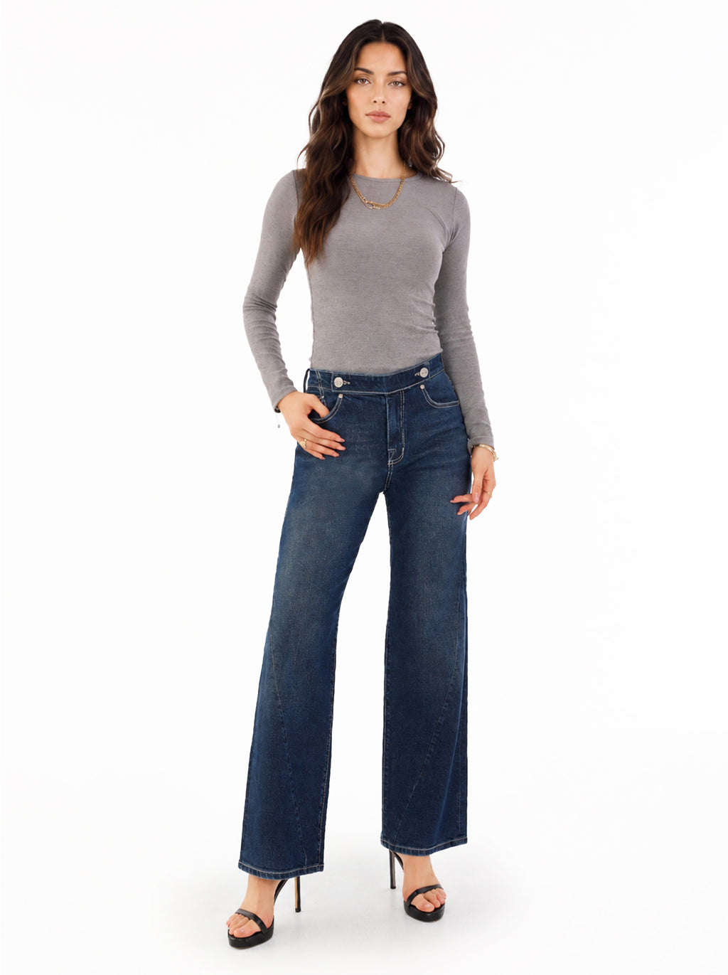 Kendall High Rise Embroidered Wide Leg Jean
