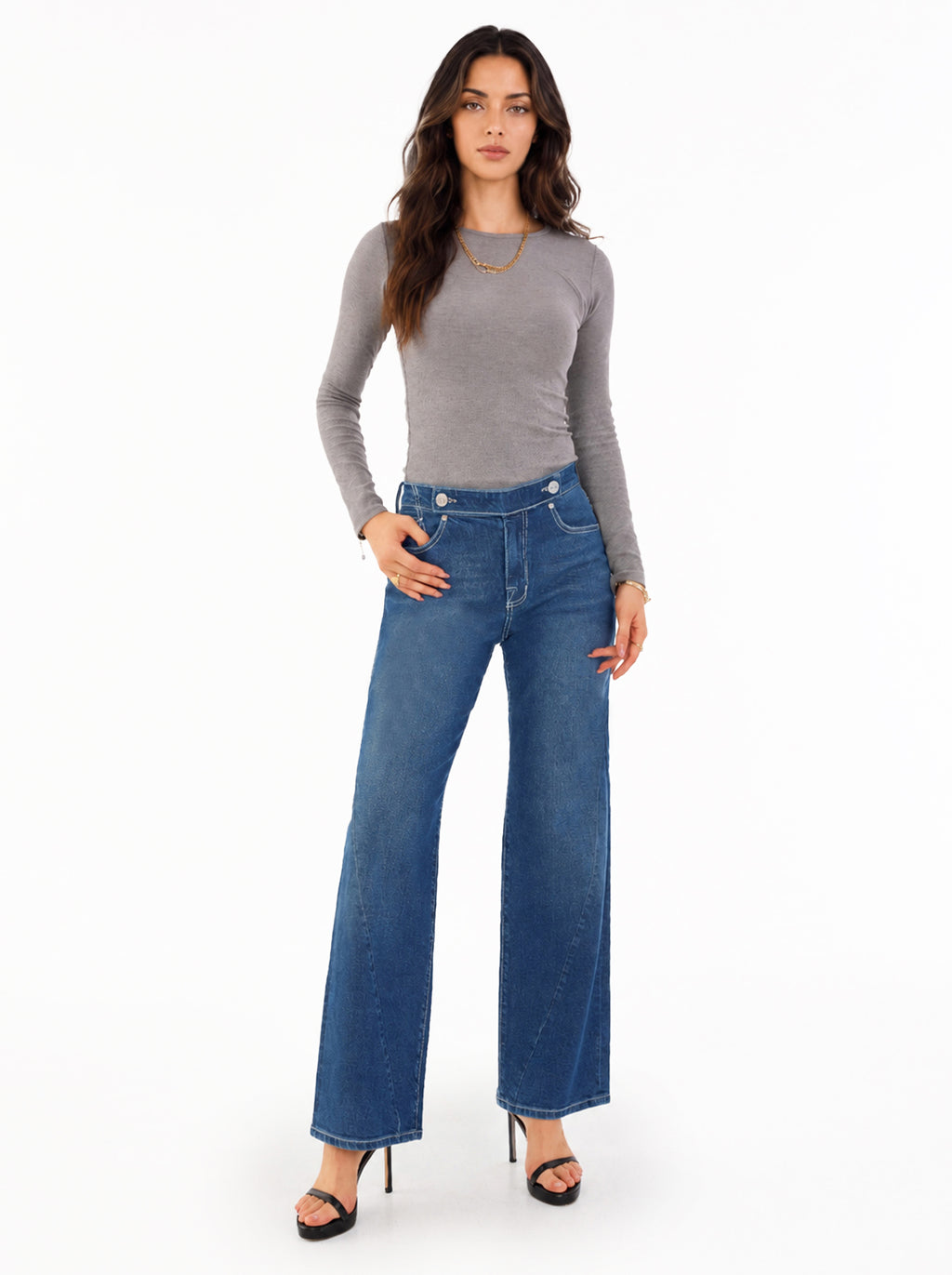 Kendall High Rise Embroidered Wide Leg Jean