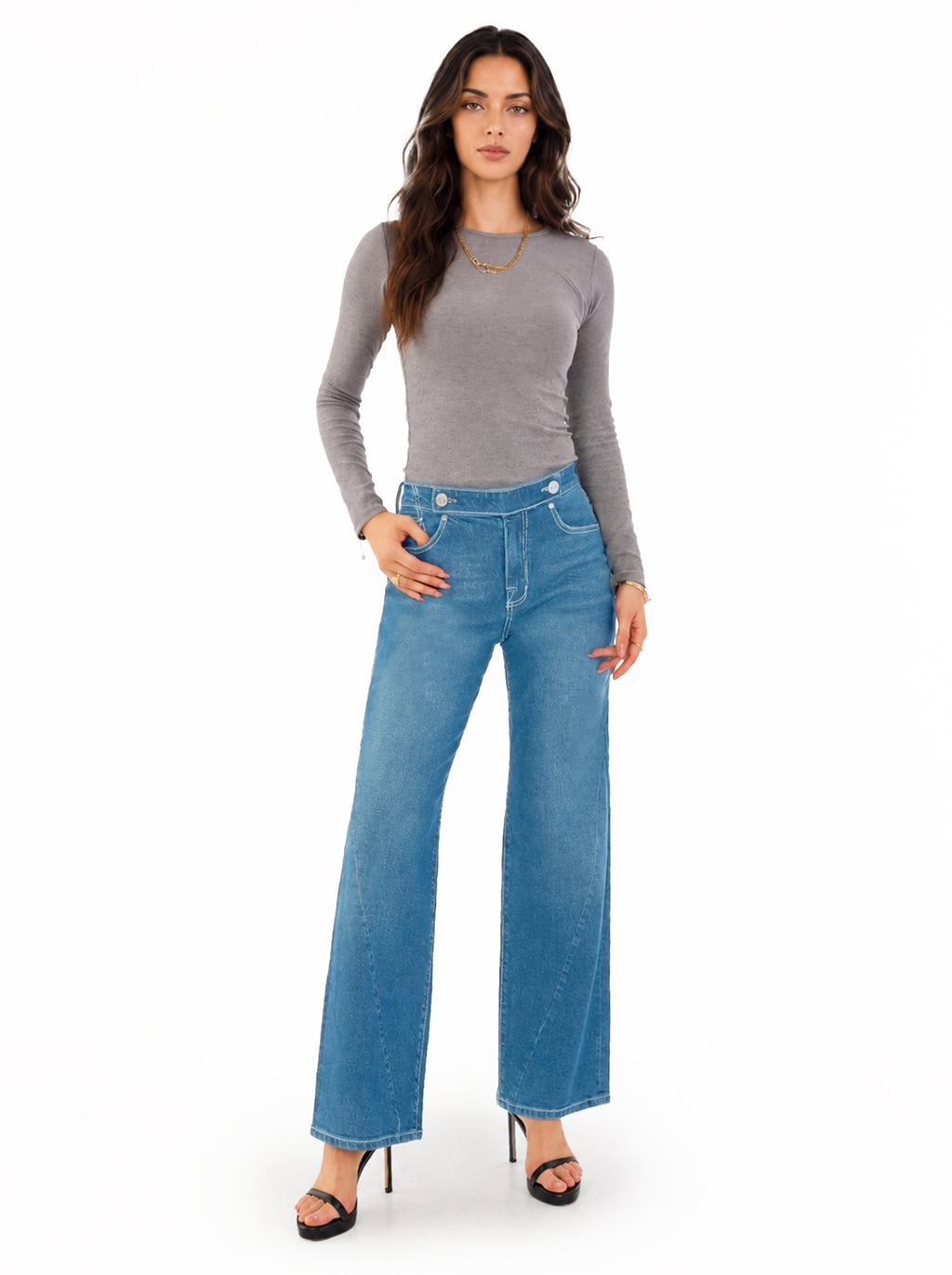 Kendall High Rise Embroidered Wide Leg Jean