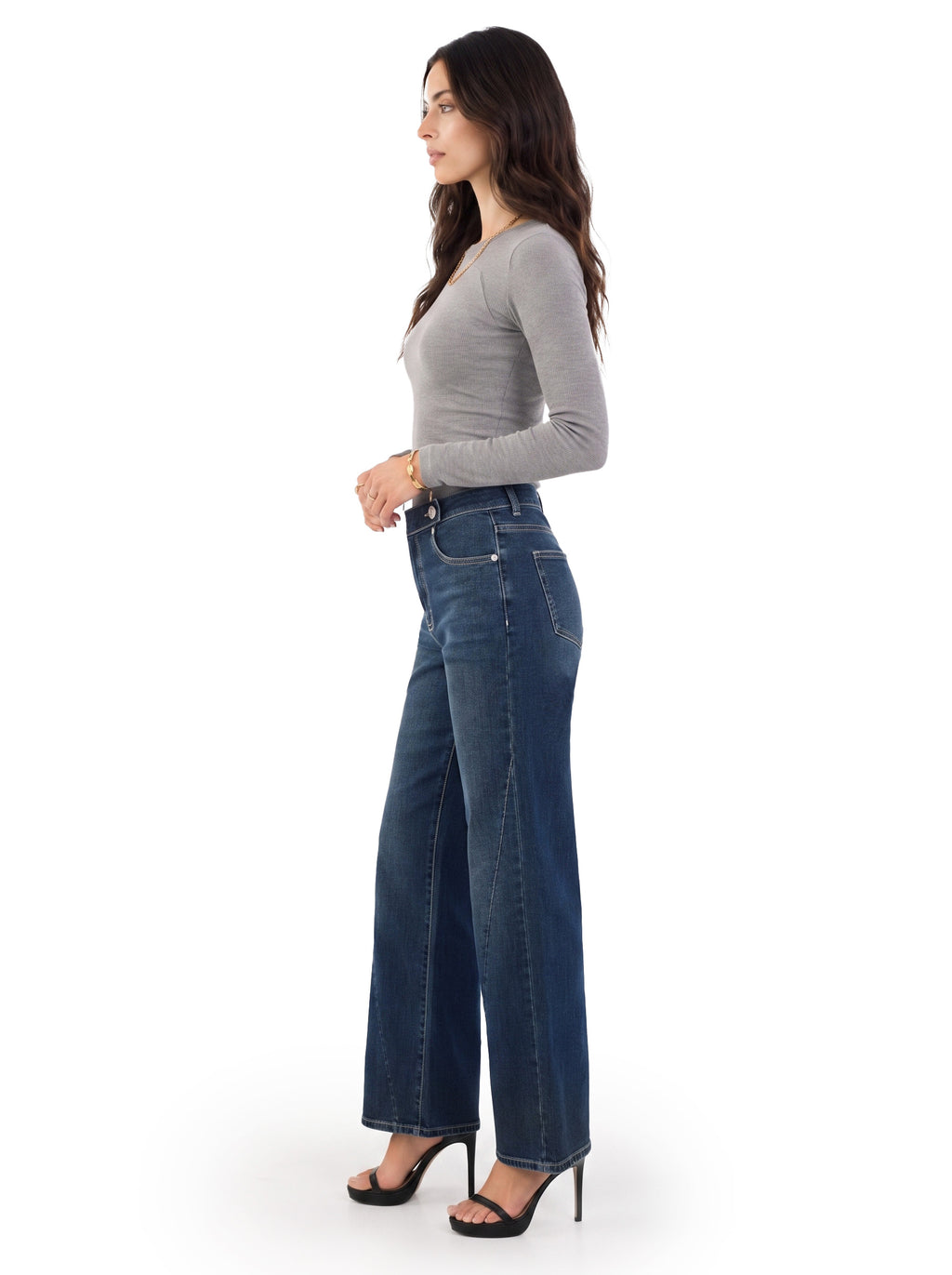 Kendall High Rise Embroidered Wide Leg Jean
