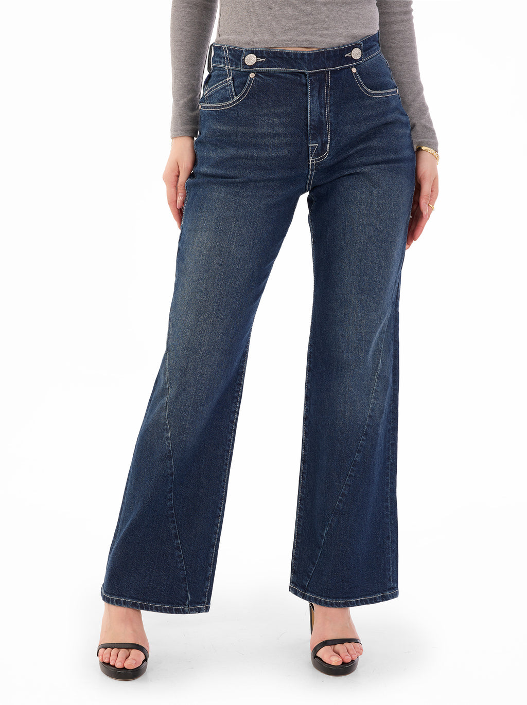 Kendall High Rise Embroidered Wide Leg Jean