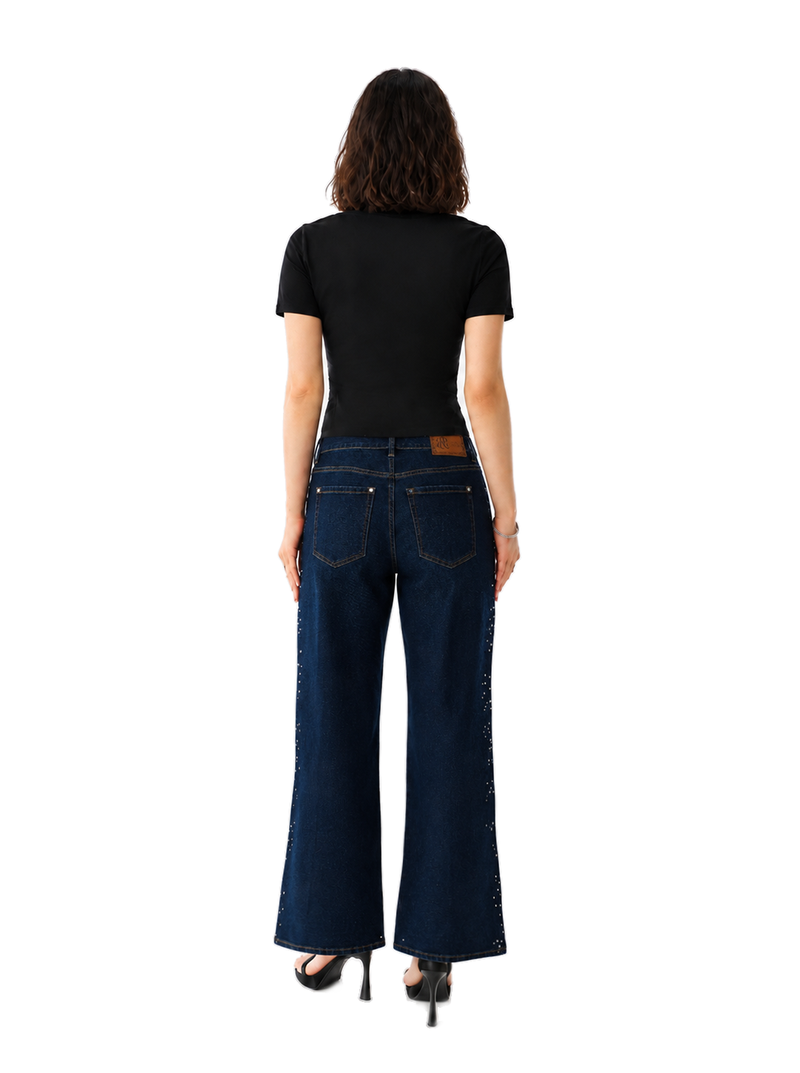 Karli Rhinestone Embellished Flare Jean