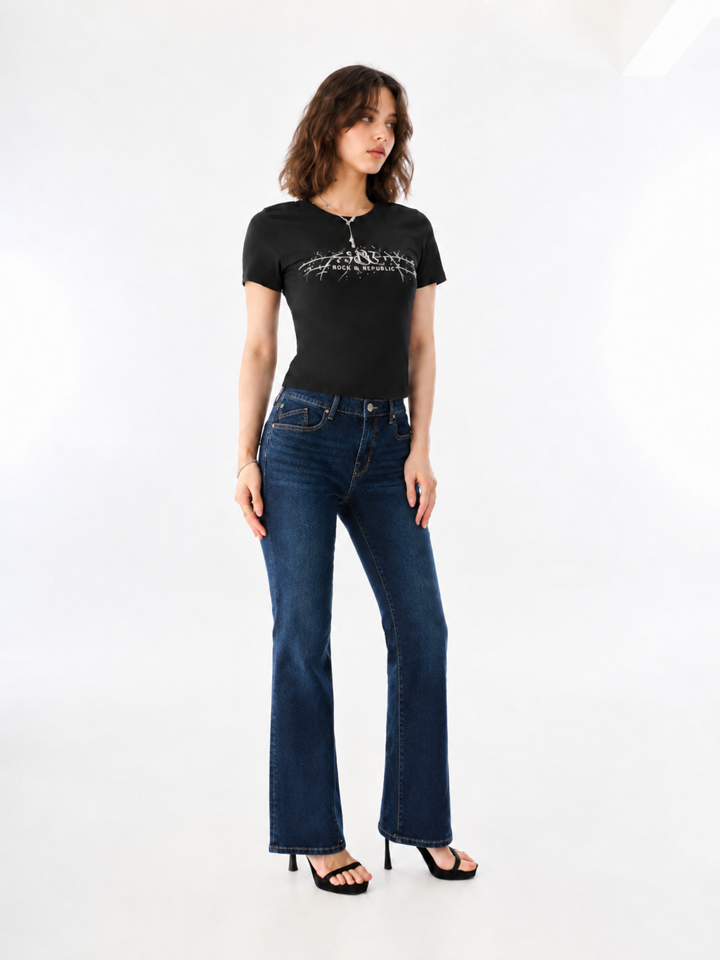 Kaia Rhinestone Swirl Straight Jean