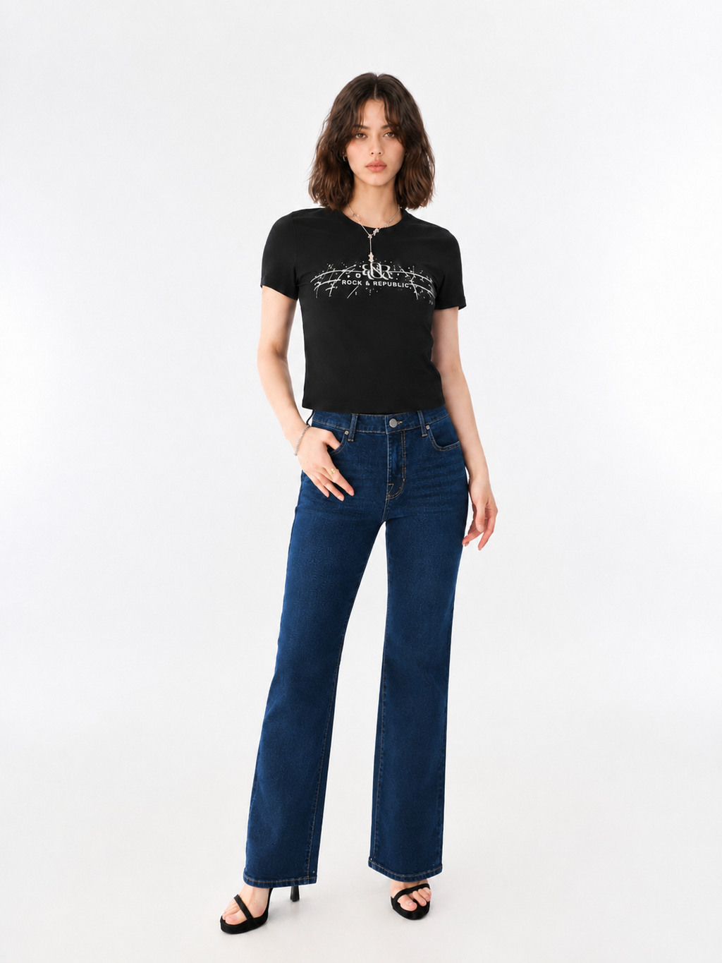 Kaia Rhinestone Swirl Straight Jean