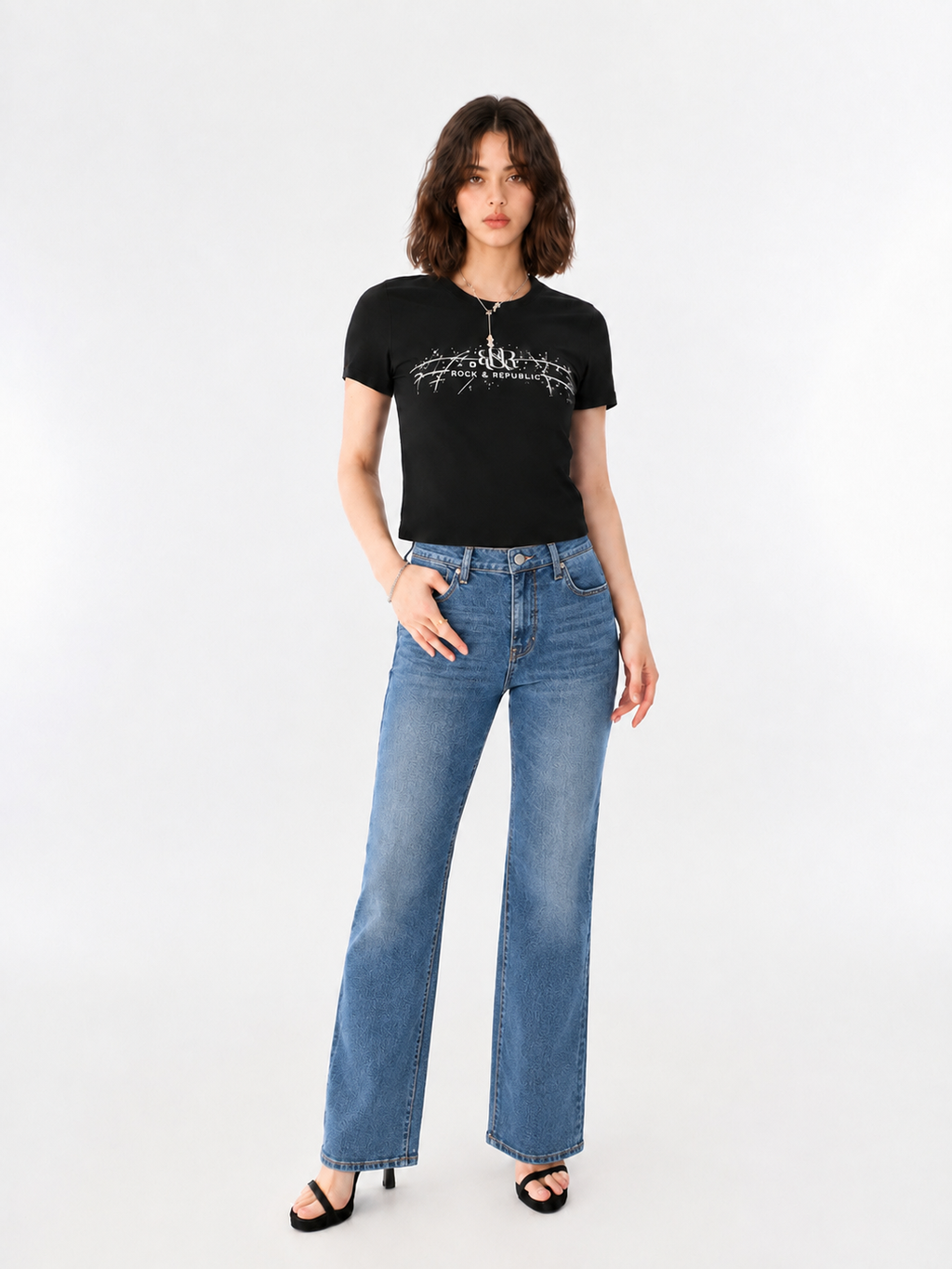 Kaia Rhinestone Swirl Straight Jean