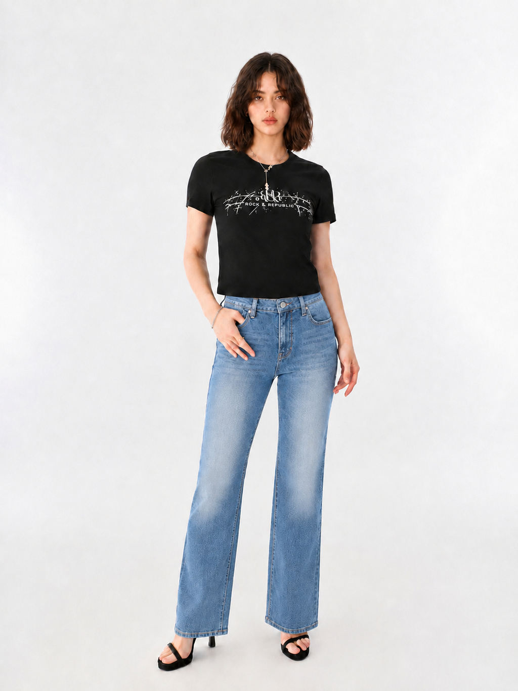 Kaia Rhinestone Swirl Straight Jean