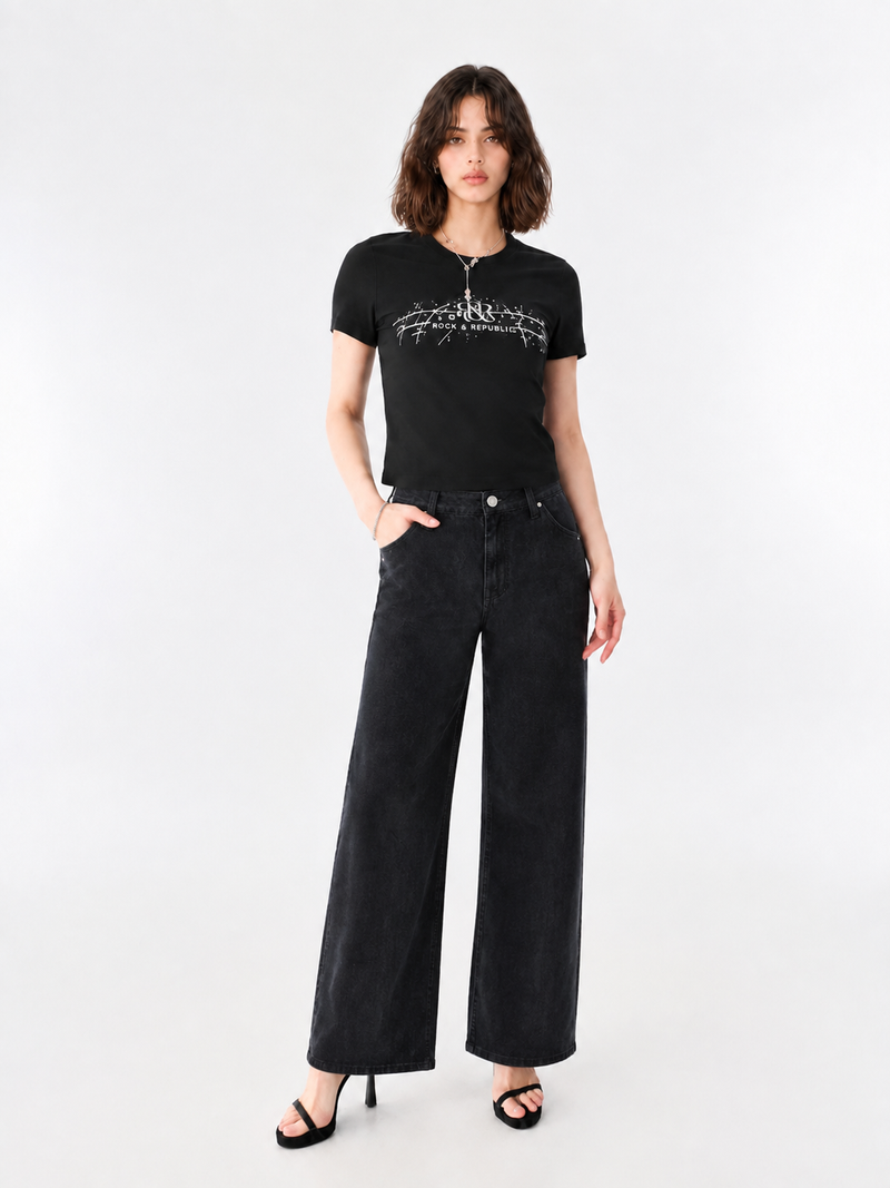 Kendall Black Wide Leg Jean