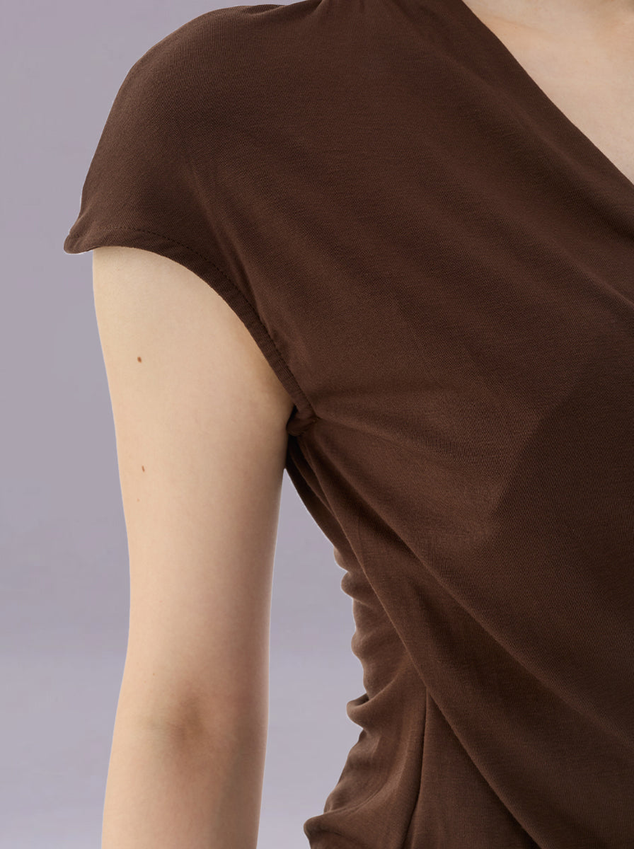 Ruched Drawstring Wrap Top