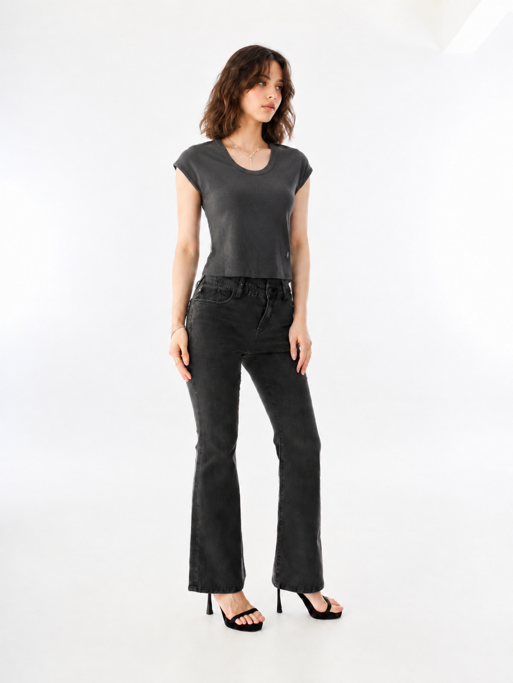 Ribbed Crop T-Shirt with Signature Logo Patch Detail