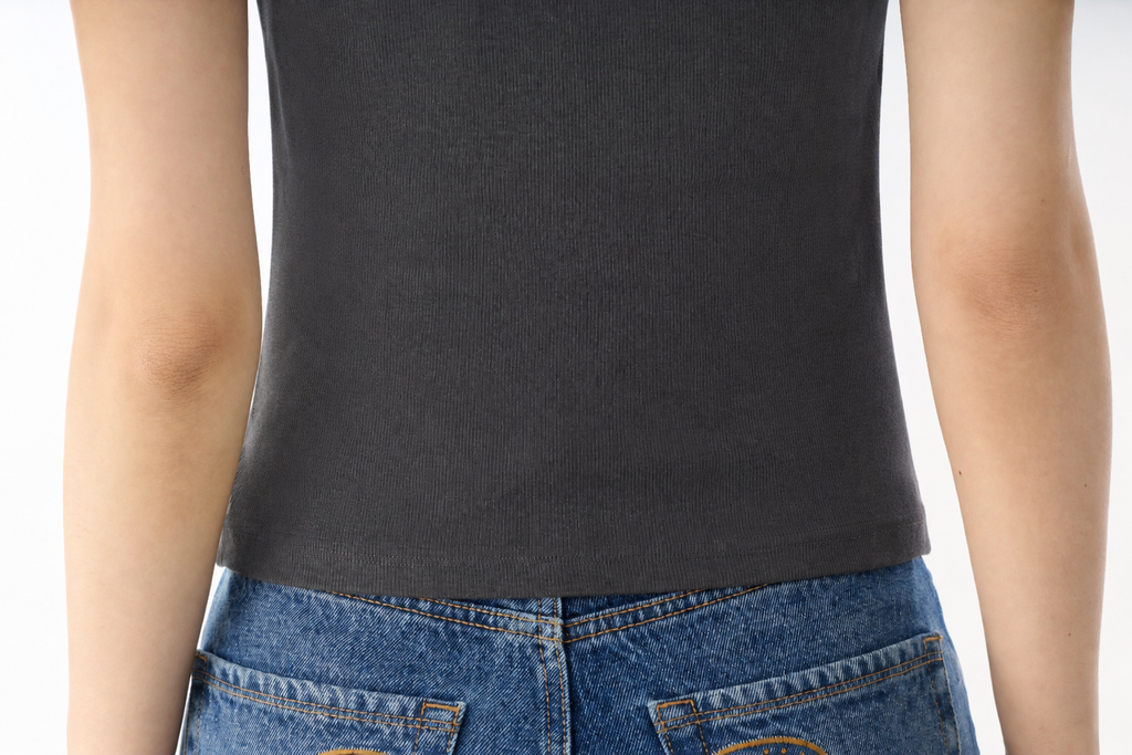 Ribbed Crop T-Shirt with Signature Logo Patch Detail