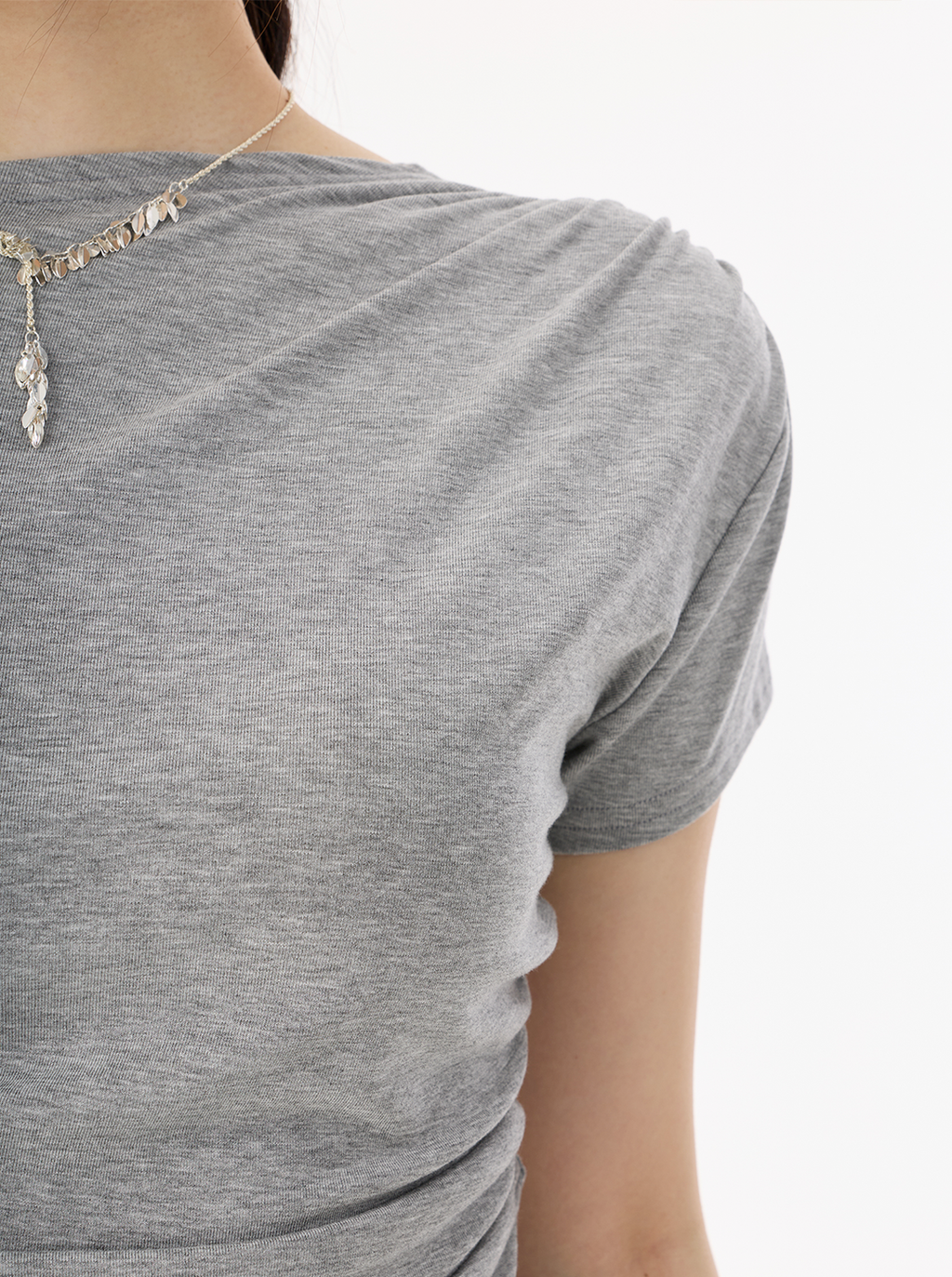 Off Shoulder Ribbed Top with Ruched Waist Detail