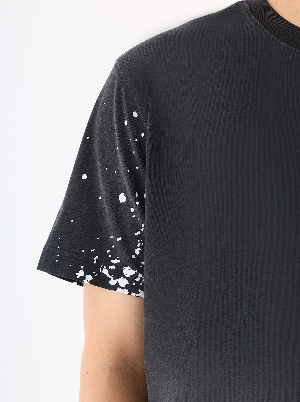 Rock Graphic T-Shirt with Distressed Paint Splatter Detail