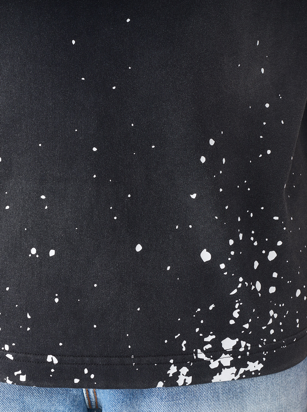 Rock Graphic T-Shirt with Distressed Paint Splatter Detail