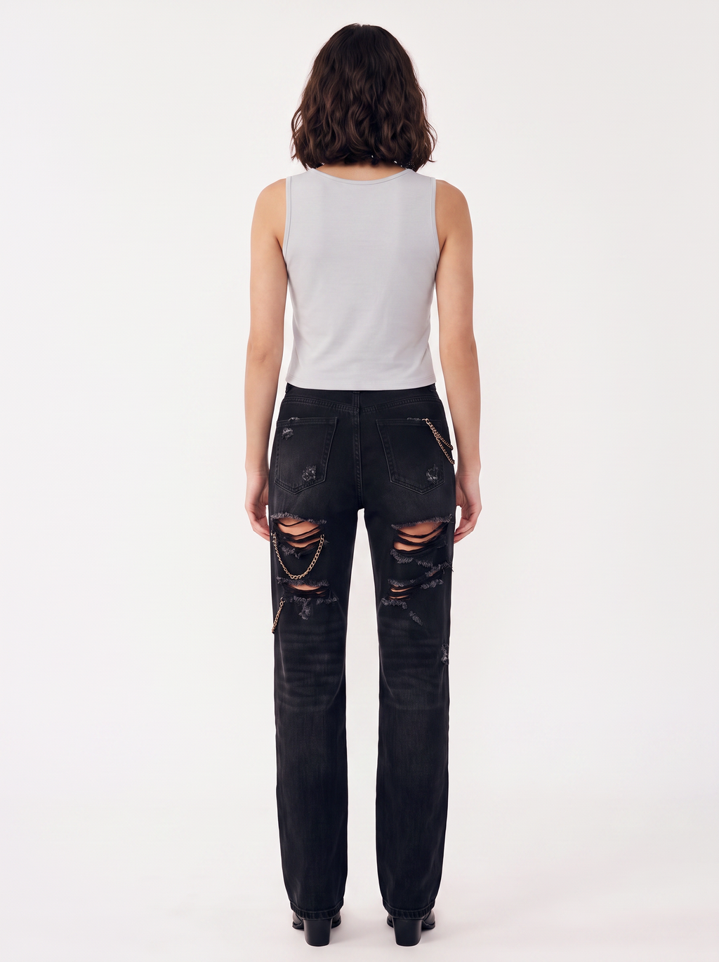 Metallic Silver Foil Cropped Tank Top