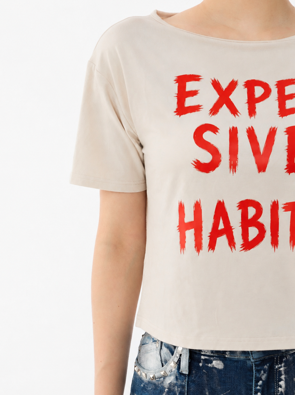Expensive Habits Graphic Cropped Tee