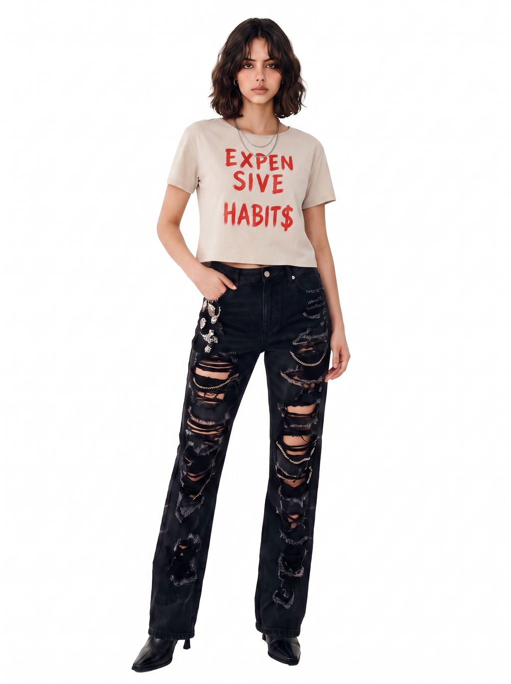Expensive Habits Graphic Cropped Tee