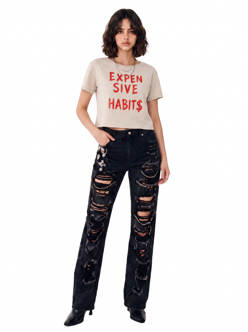 Expensive Habits Graphic Cropped Tee