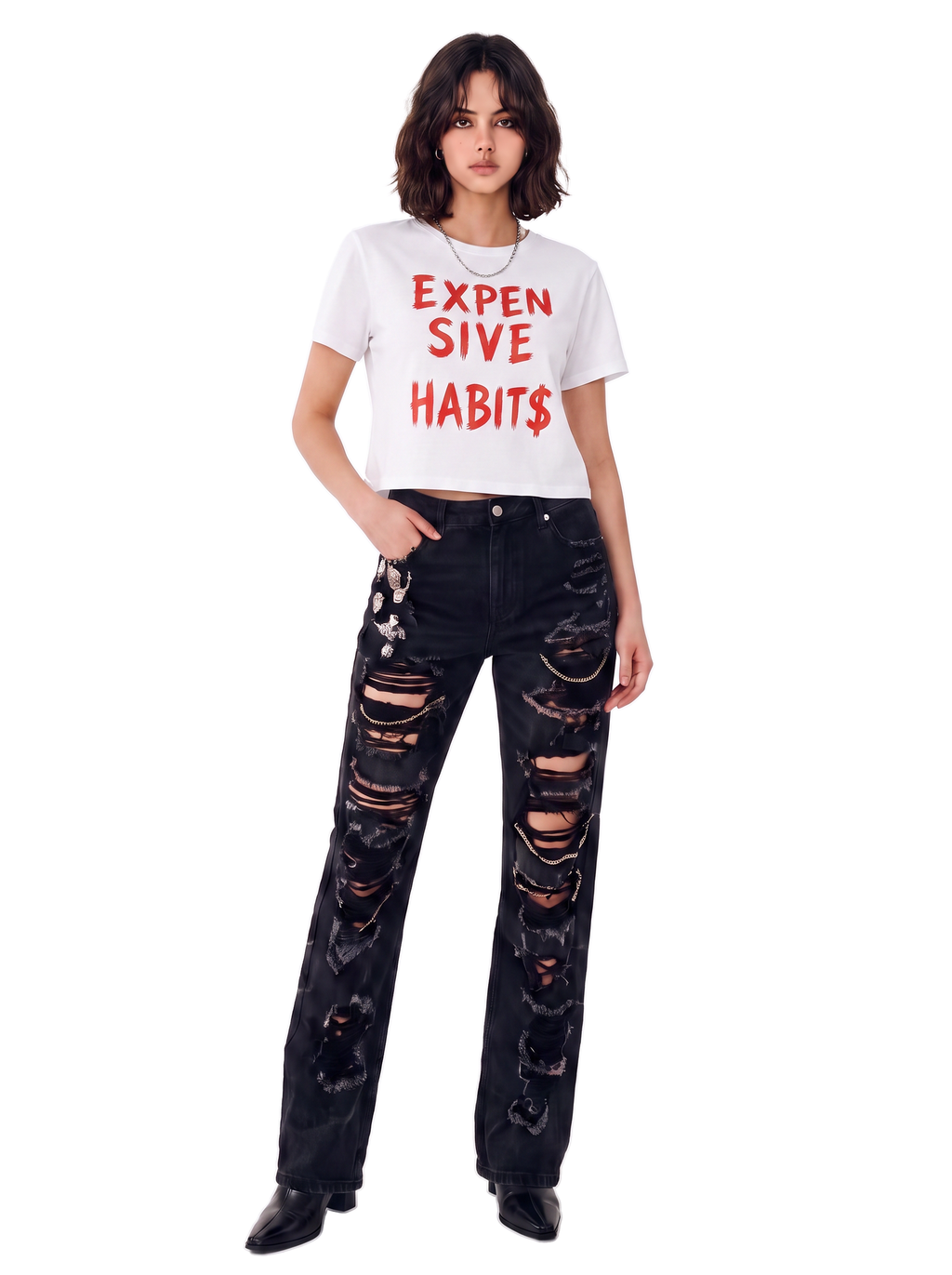 Expensive Habits Graphic Cropped Tee