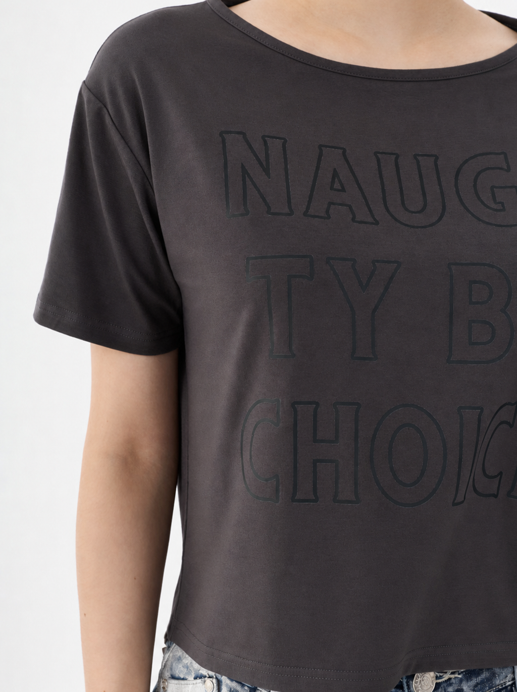 Naughty By Choice Graphic Cropped Tee
