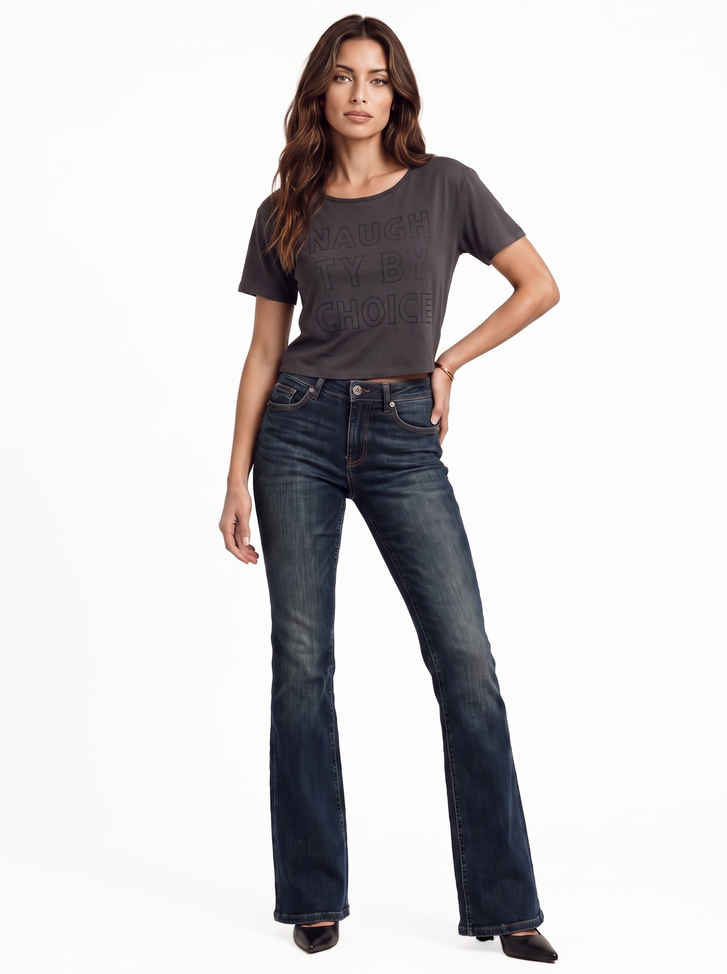 Naughty By Choice Graphic Cropped Tee