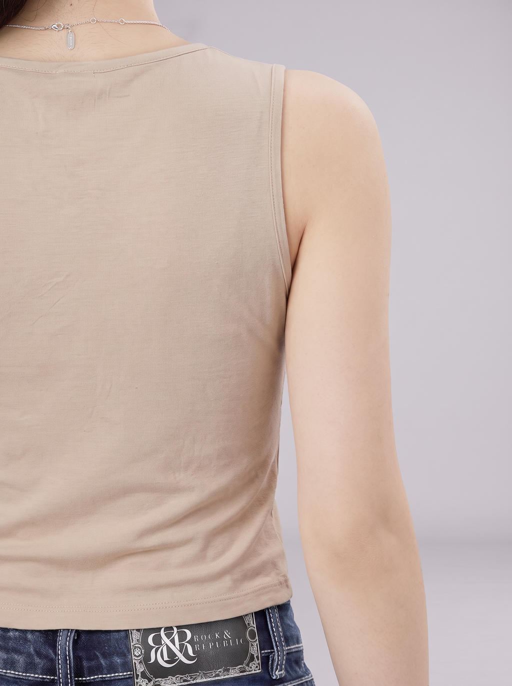 Metallic Gold Foil Cropped Tank Top